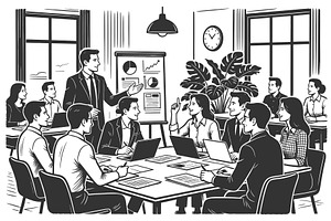 Business Meeting Teamwork and, a Person Illustration by AlexArt