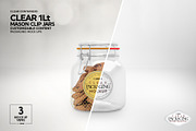 Clear 1Liter Mason Clip Jar Mockup, a Cups & Container Mockup by INCDesign (Thumbnail 2 of 9)