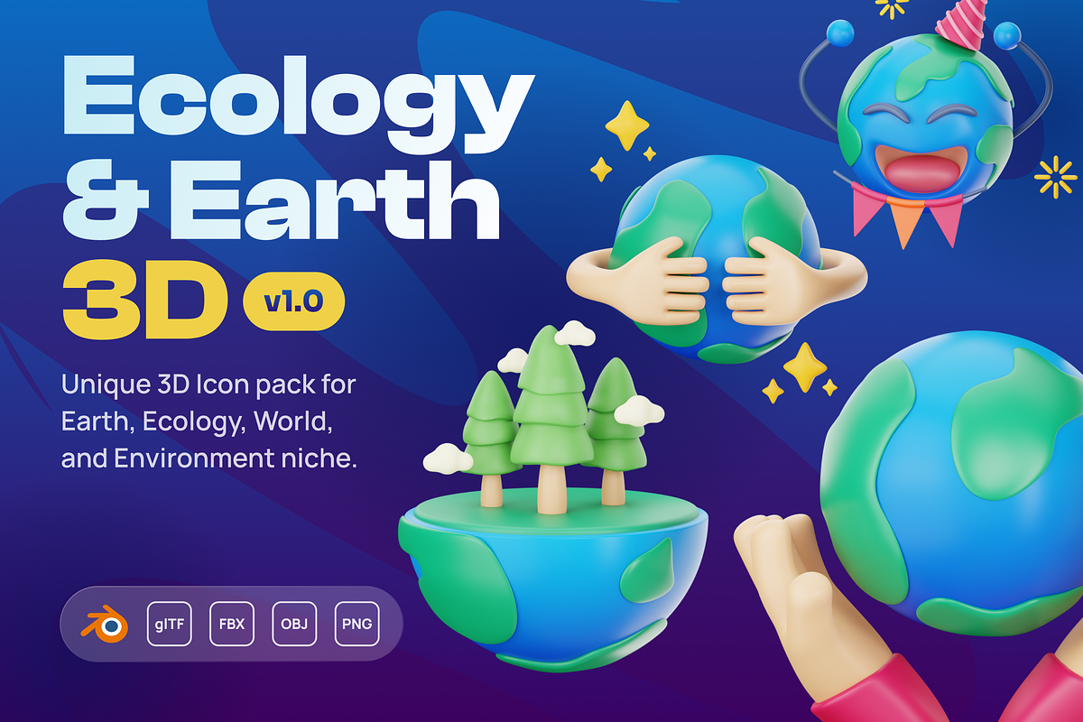 Earthy - Earth 3D Icon Set, an Environmental 3D Model by Illustraly Design (Photo 1 of 8)
