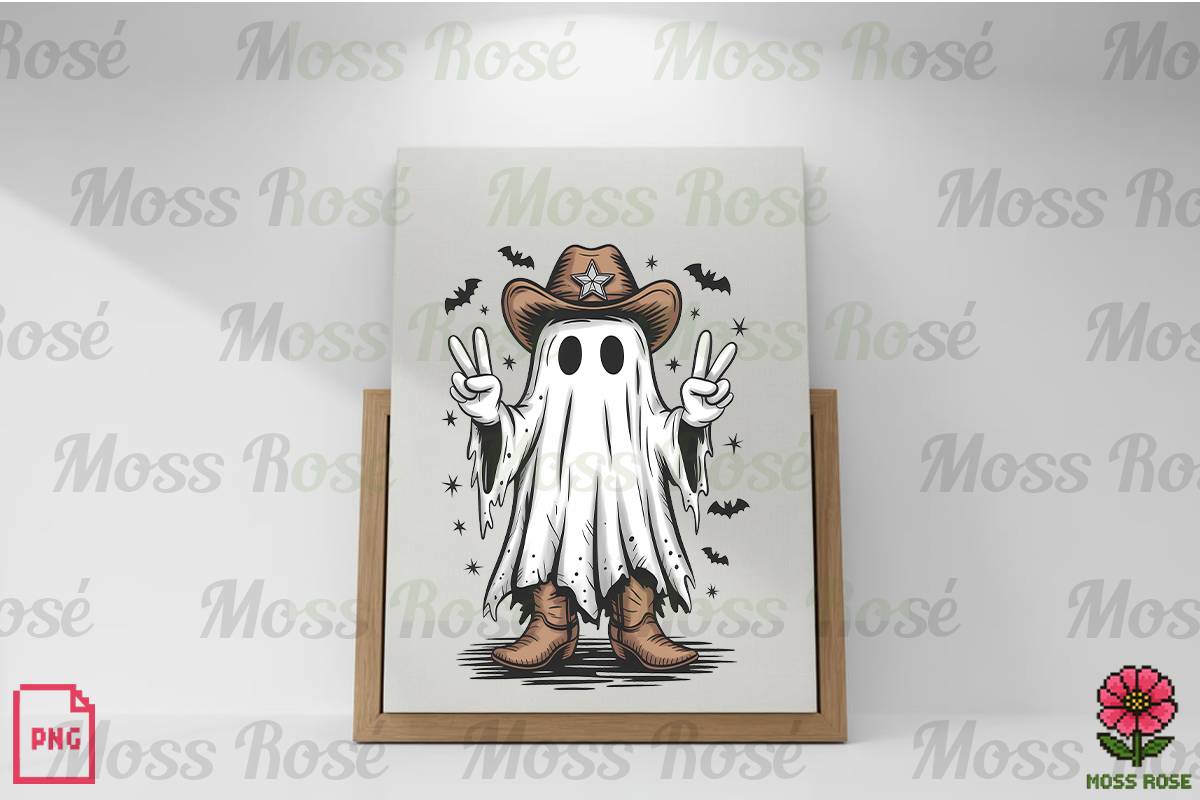 Cowboy Ghost Peace Sign PNG, a Graphic by Moss Rose (Photo 2 of 3)