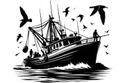 Black Fishing Boat Bundle, an Object Graphic by jahid234 (Thumbnail 11 of 13)