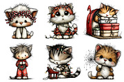 Whimsical Christmas Cats Clipart, an Illustration by Daily.Designs (Thumbnail 2 of 5)
