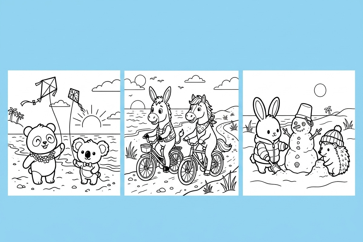 Cozy Ocean Buddies Coloring Page PDF, an Animal Illustration by Image for Sale (Photo 2 of 3)
