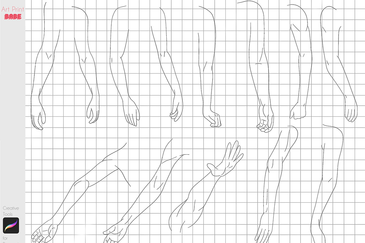 Procreate Pose Maker Body Guides, a Brush Add-On by ArtPrintBabe