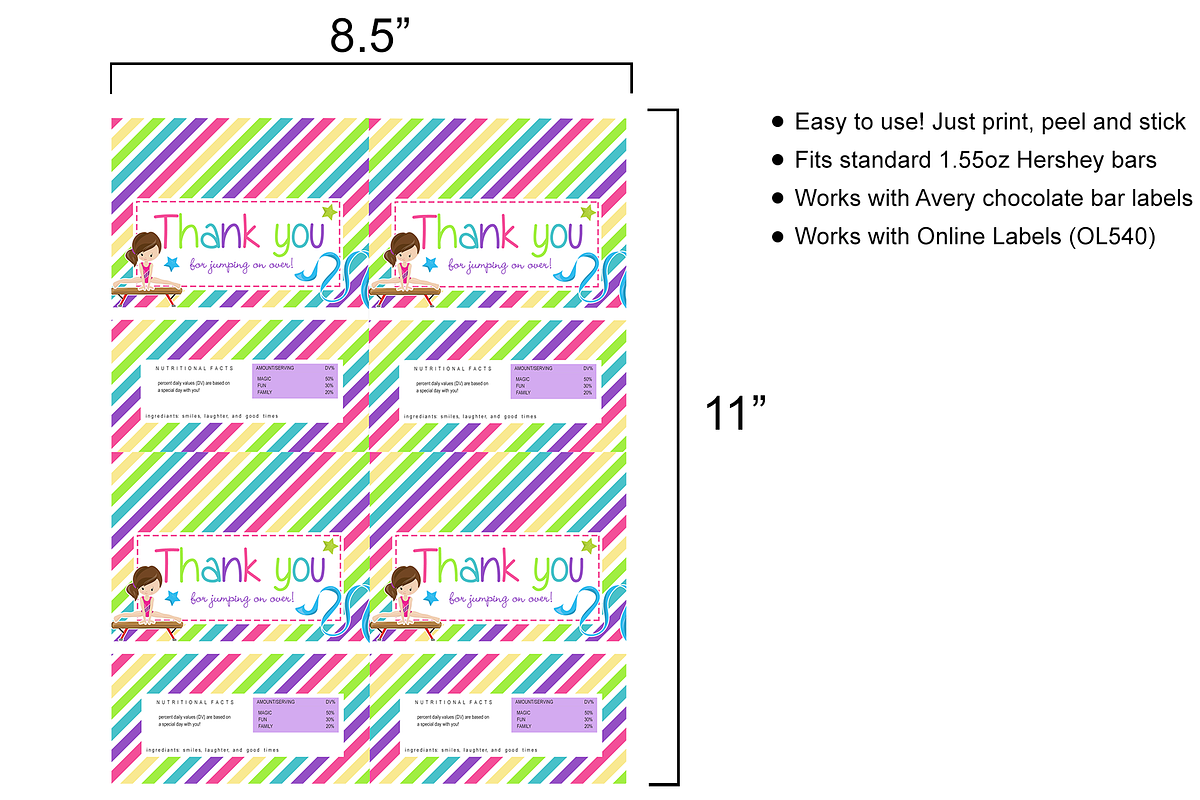 Gymnastics Candy Bar Wrappers, a Stationery Template by Pinkinks (Photo 2 of 2)