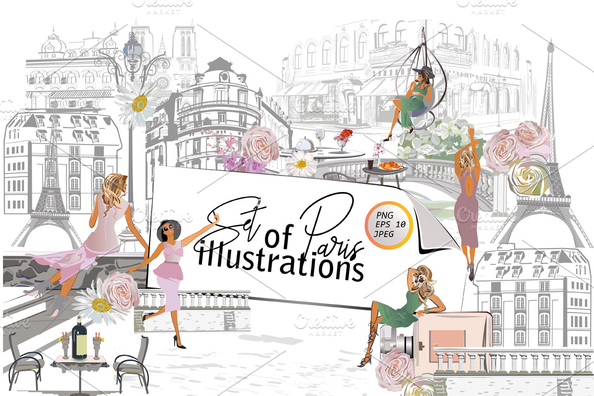 Paris set with a fashion girl., a Decorative Illustration by Laifalight (Photo 1 of 3)