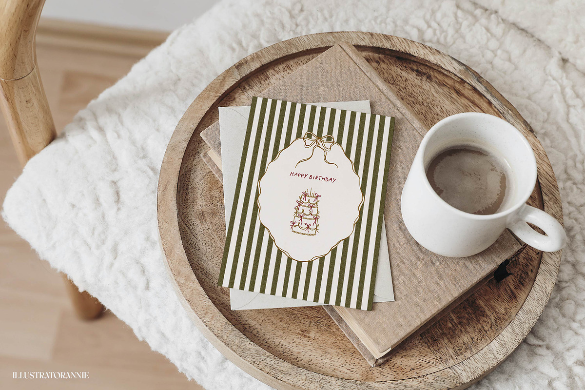 Modern Illustrated Birthday Card, a Card Template by IllustratorAnnie (Photo 5 of 5)