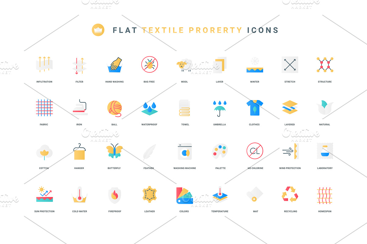 Fabric properties feather icons, an Object Illustration by Lemberg Vector