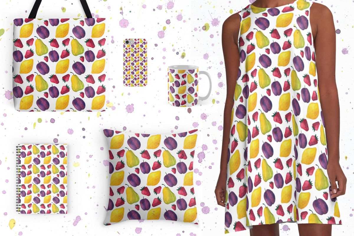 Watercolor fruits set preview 4