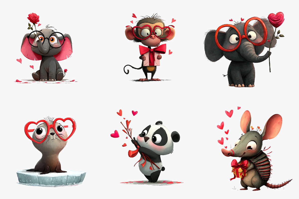 valentines animals clipart, an Illustration by CreationArt (Photo 4 of 7)