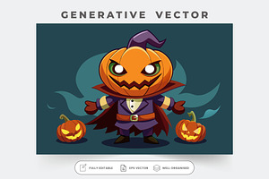 A playful cartoon with a jack-o'-lan, a Graphic by SouravDesign
