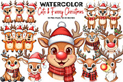 Cute & Funny Christmas Reindeer, an Illustration by DreamArtGraphic (Thumbnail 1 of 5)