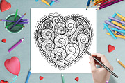 Heart Mandalas Coloring Pages, a Decorative Illustration by Gulnara Sabirova (Thumbnail 12 of 18)