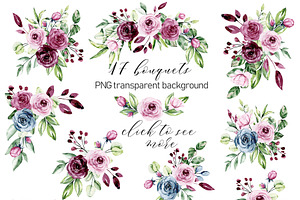 Sale! Watercolor Flowers Roses