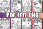 Summer Coloring Pages For Adults, a Seasonal Illustration by Design Zone (Thumbnail 3 of 7)