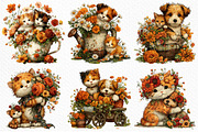 Whimsical Dog Cat Flower Clipart PNG, a Seasonal Illustration by Craft Nest (Thumbnail 4 of 12)