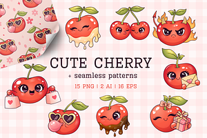 Cute Cherry Clipart Set pattern
