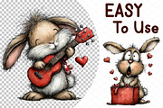 Whimsical Valentine Bunny Clipart, an Illustration by cherrydesign (Thumbnail 4 of 4)