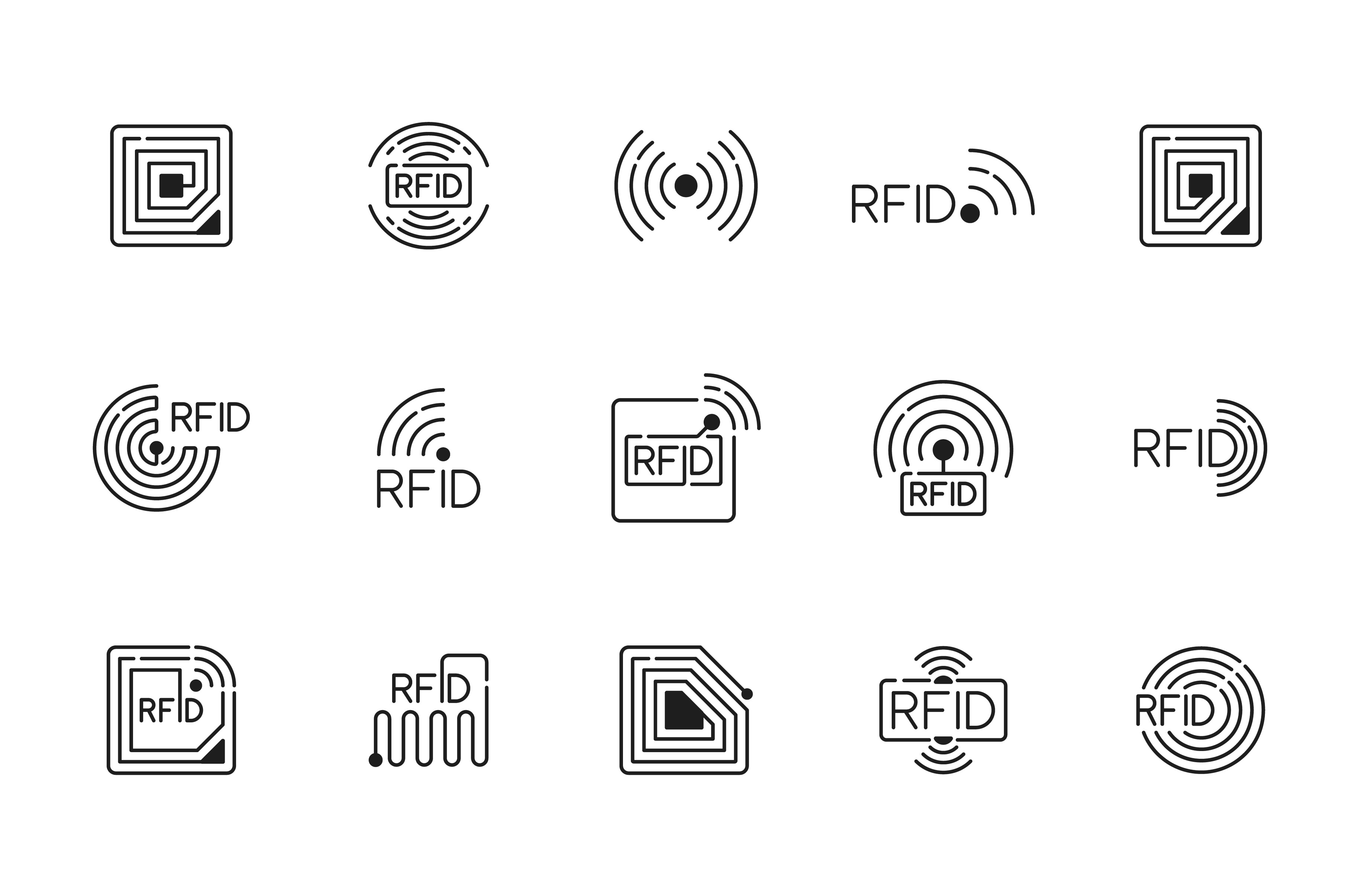 RFID radio frequency icons, a Technology Illustration by Vector Tradition