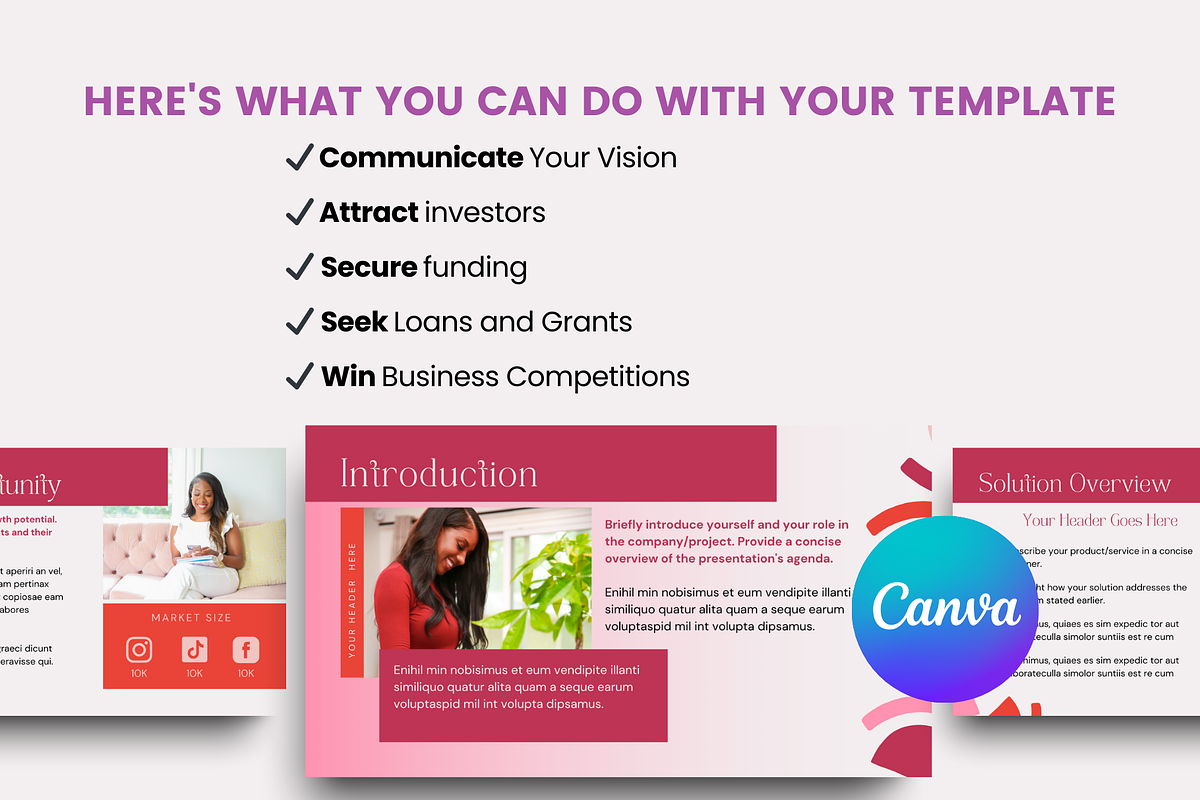 Best Business Pitch Deck for Canva, a Presentation Template by Templates by Carey (Photo 4 of 8)