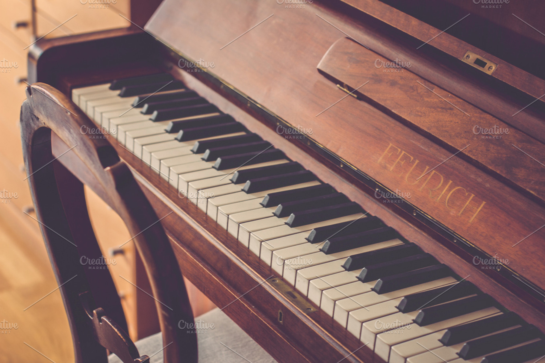 Classic piano stock photo containing antique and audio