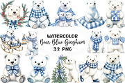 Christmas Polar Bear Blue Gingham, an Illustration by CraftArtStudio (Thumbnail 1 of 6)