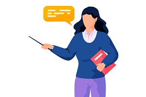 Woman with textbook and pointer, an Education Illustration by TopVector