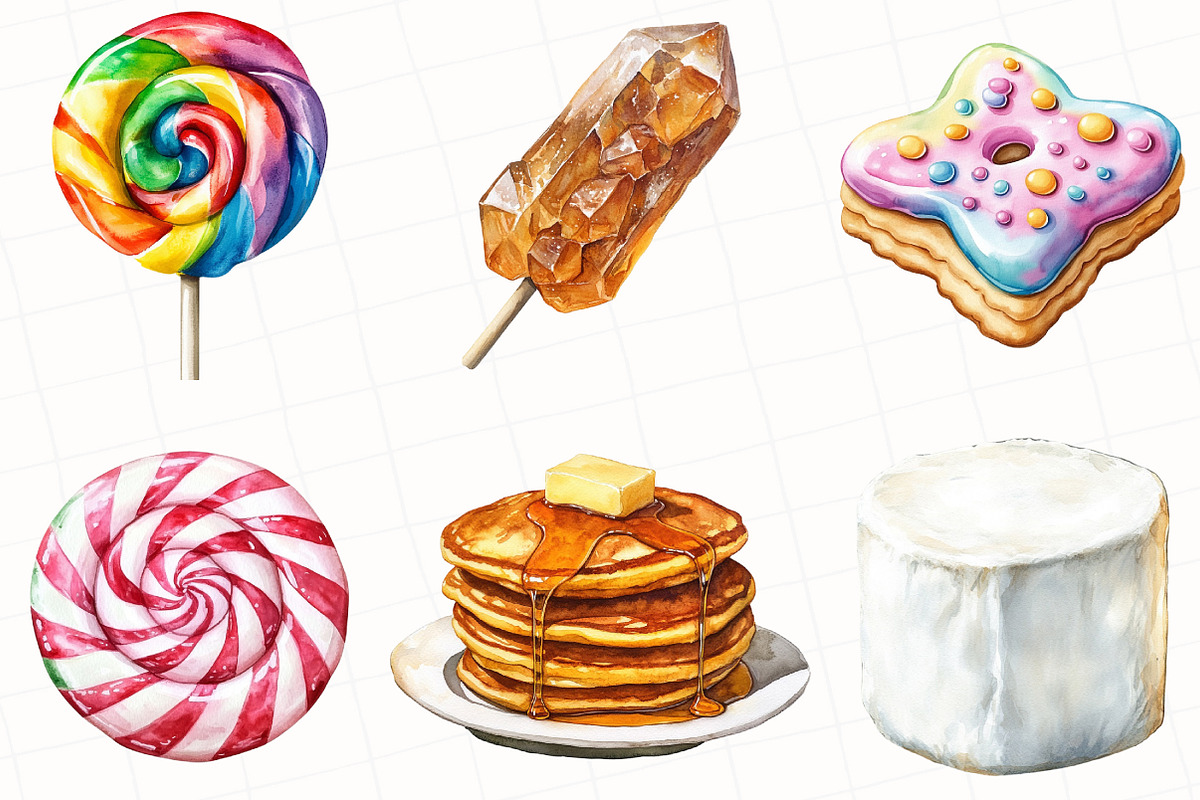Sweet Treats Watercolor Clipart, an Illustration by OK Design (Photo 2 of 5)