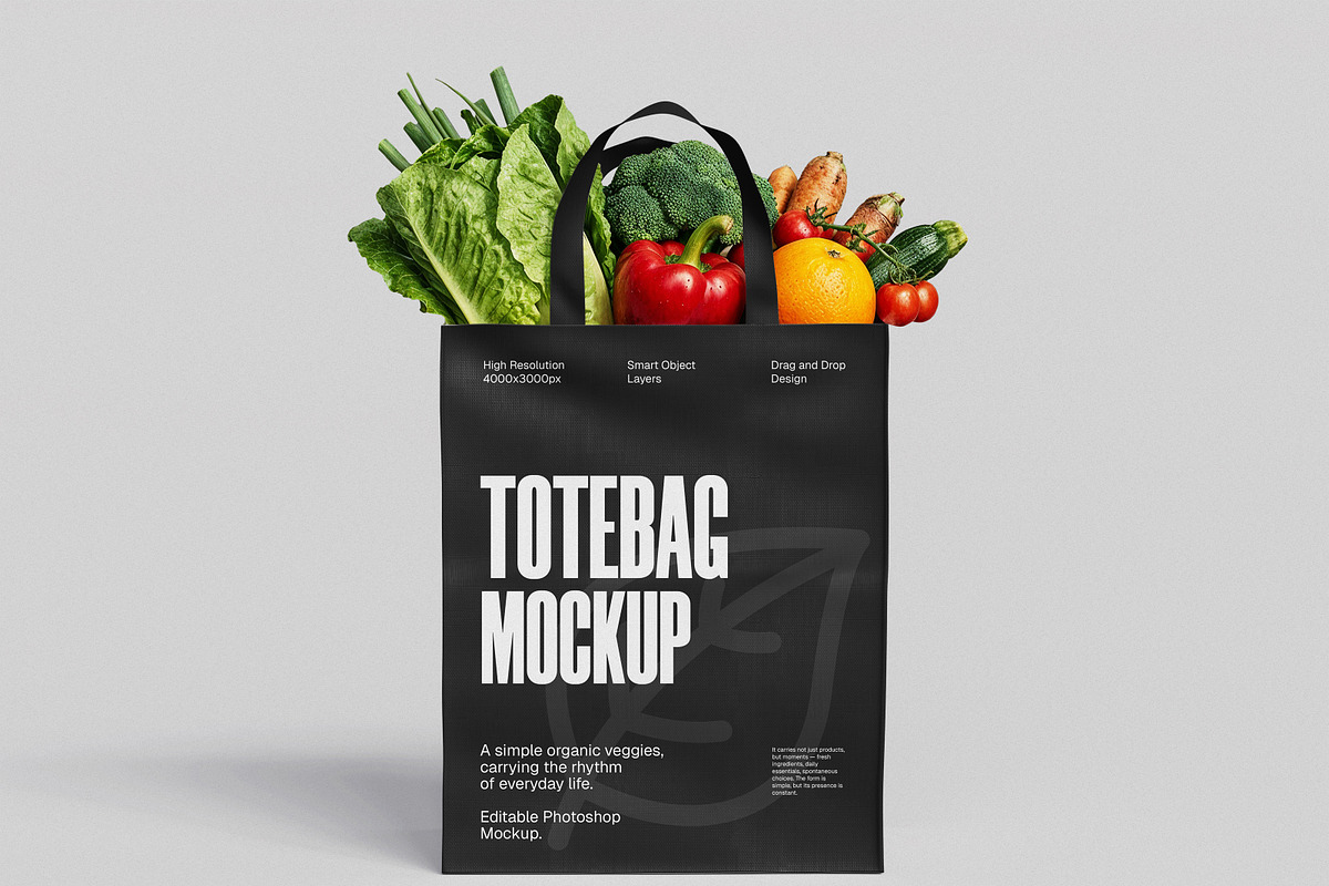 Reusable Shopping Tote Bag Mockup, a Packaging Mockup by Brand Earth (Photo 2 of 4)