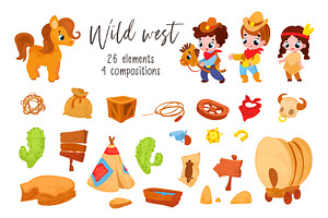 Wild West Cartoon Set