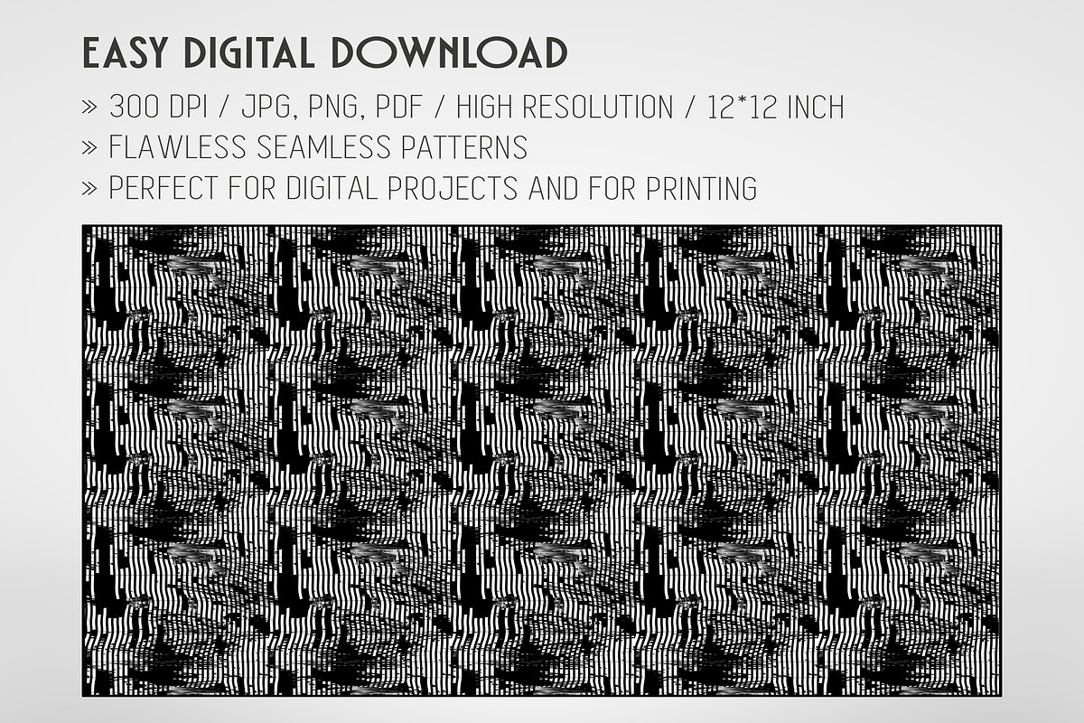 20 Seamless Broken B/W TV Patterns, a Pattern Graphic by Nordic Design (Photo 2 of 9)