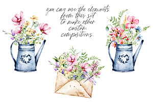 Flower Garden, Watercolor Clipart