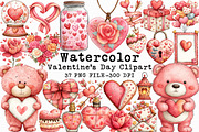 Watercolor Valentine's Day Clipart, an Illustration by Libby Wishes (Thumbnail 1 of 7)