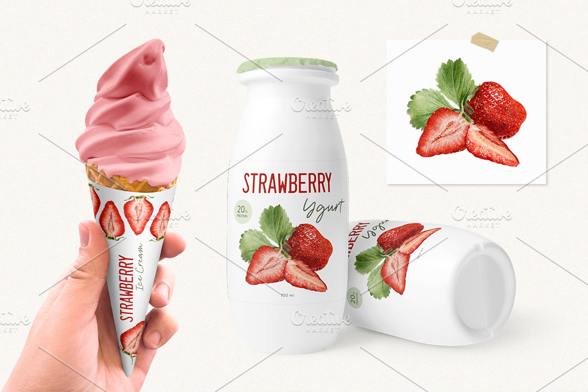 Strawberry watercolor illustrations, a Food Illustration by Fedulova Art (Photo 13 of 17)