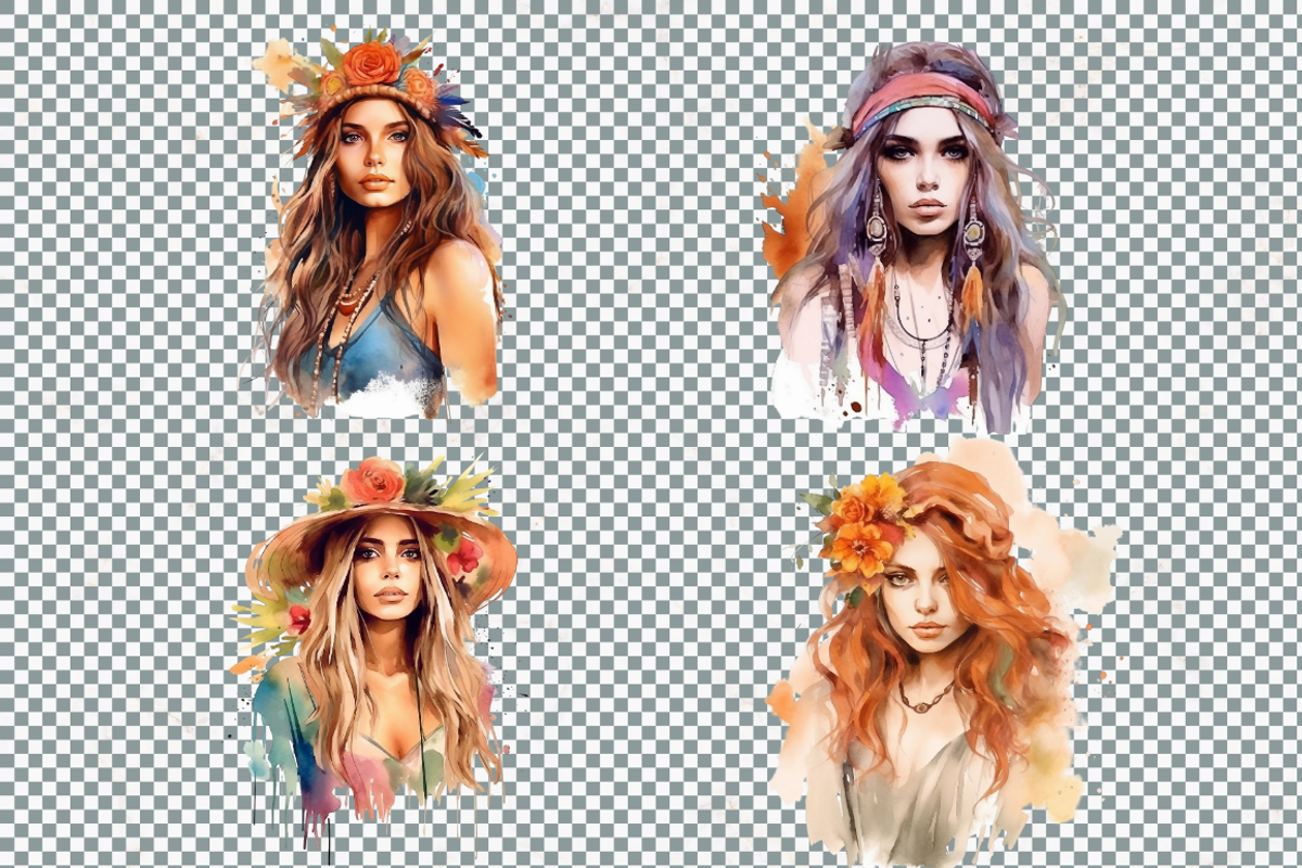 Watercolor Bohemian Beauty, a Person Illustration by Mash Mash Stickers (Photo 8 of 9)