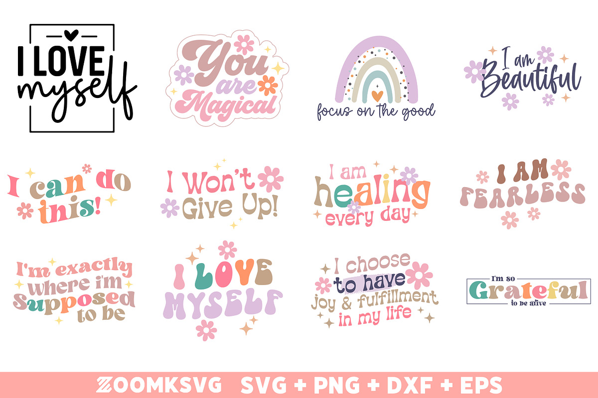 Boho Affirmations quotes SVG Bundle, an Illustration by ZoomkSVG (Photo 2 of 6)