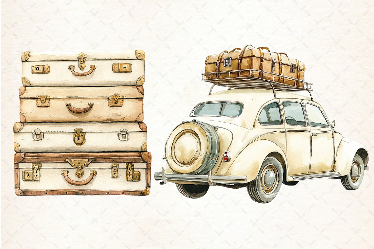 Watercolor Antique Ivory Travel Clip, an Illustration by Libby Wishes (Photo 6 of 6)