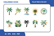 Palm Tree Tropical Beach Icon Set, a Duotone Icon by Fontmine Studio (Thumbnail 1 of 3)