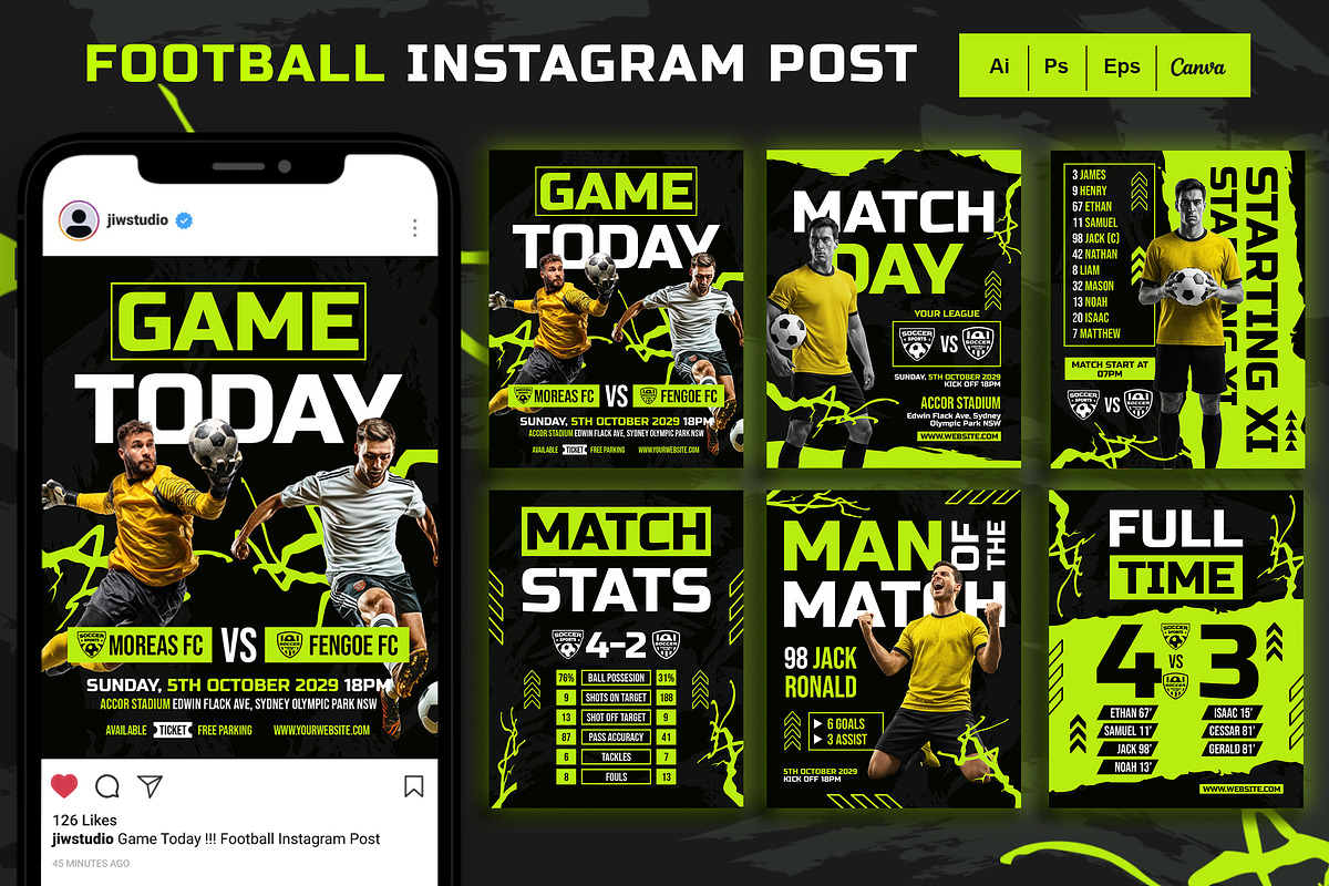 Green Neon | Football Instagram Post
