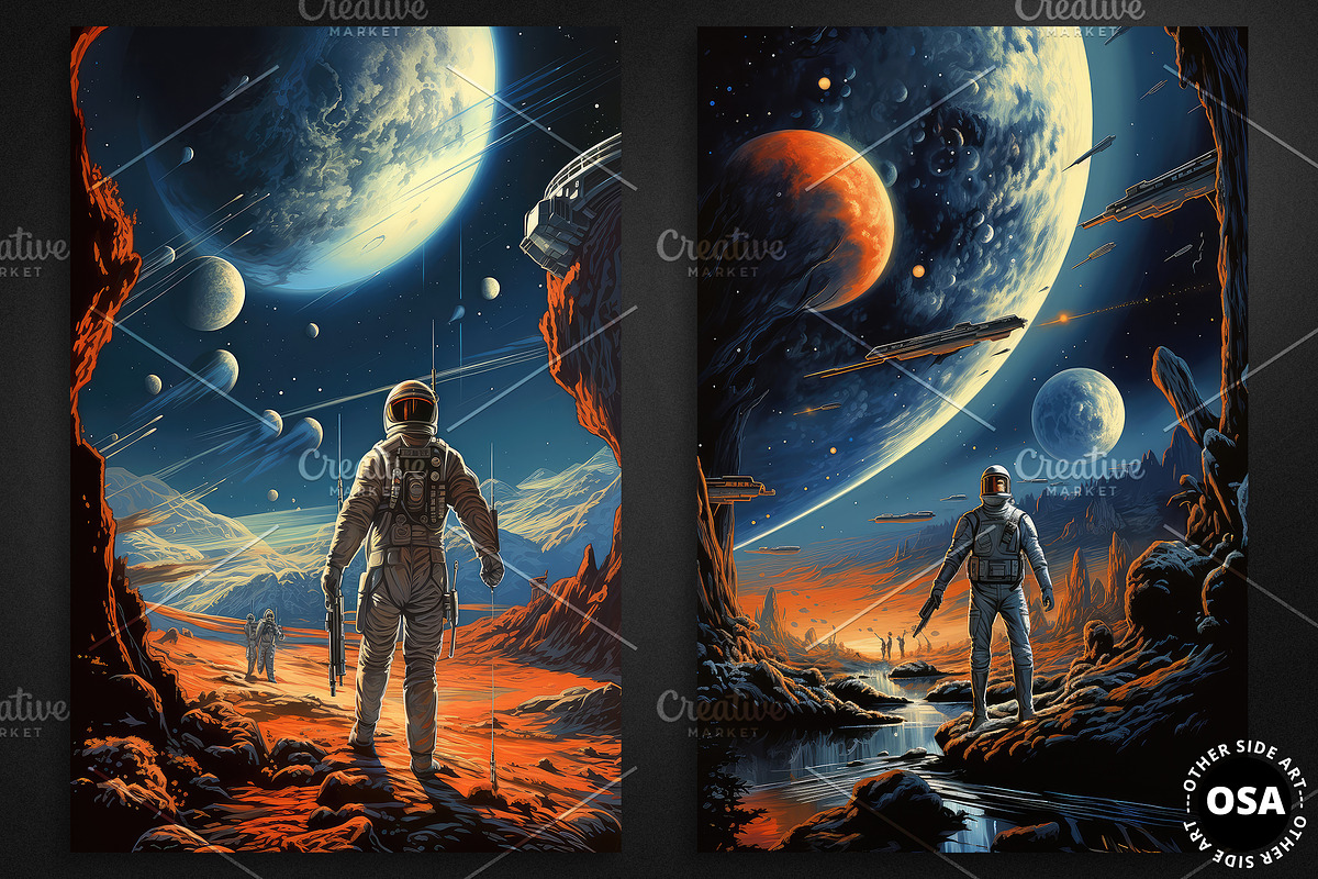 Retro space movie poster set, a Background Graphic by Other Side Art (Photo 4 of 5)