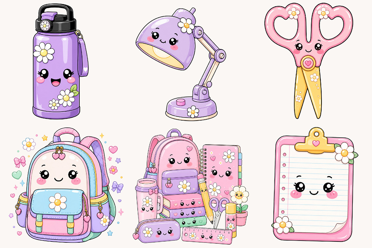 Kawaii Back to School Clipart Bundle, a Seasonal Illustration by Designworld (Photo 5 of 5)