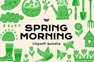 Spring Morning Clipart Bundle, a Seasonal Illustration by ClayStudio