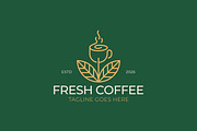 Fresh Leaf Organic Coffee Cup Logo, a Branding & Logo Template by Signatoro (Thumbnail 1 of 3)