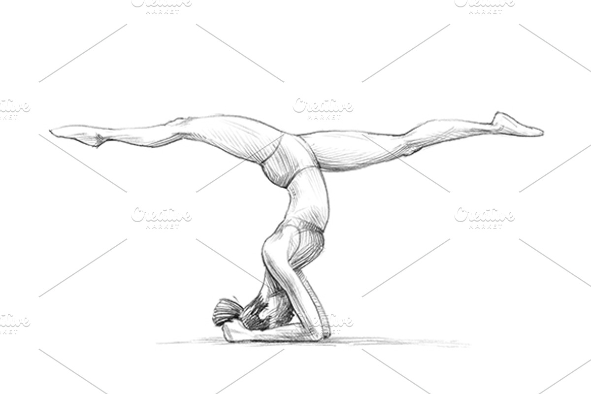 Sketchy yoga poses illustration set, an Illustration by RasterBird (Photo 5 of 12)