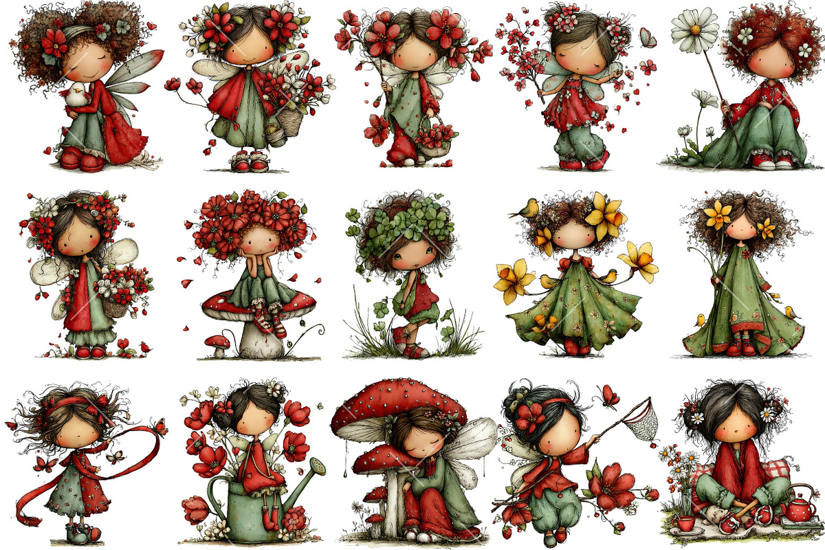 Whimsical Spring Fairy Clipart, an Illustration by OK Design (Photo 3 of 6)