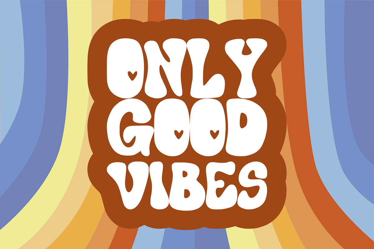 rainbow cloud - a groovy retro font, a Handwritten Font by OnTheSpotStudio (Photo 2 of 5)