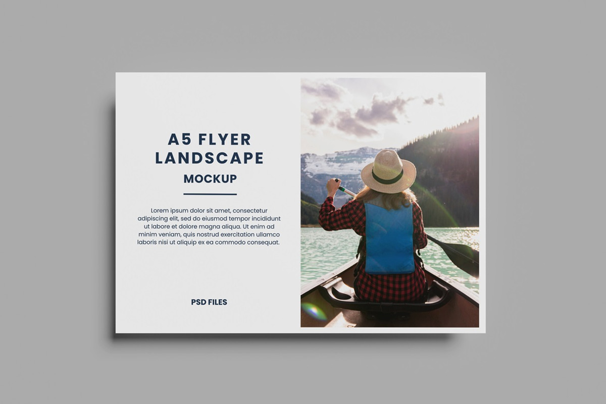 A5 Flyer Landscape Mockup, an Advertising Mockup by AndikaGraphic (Photo 6 of 8)