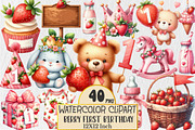 Berry First Birthday Watercolor Clip, an Illustration by Rose Art (Thumbnail 1 of 5)