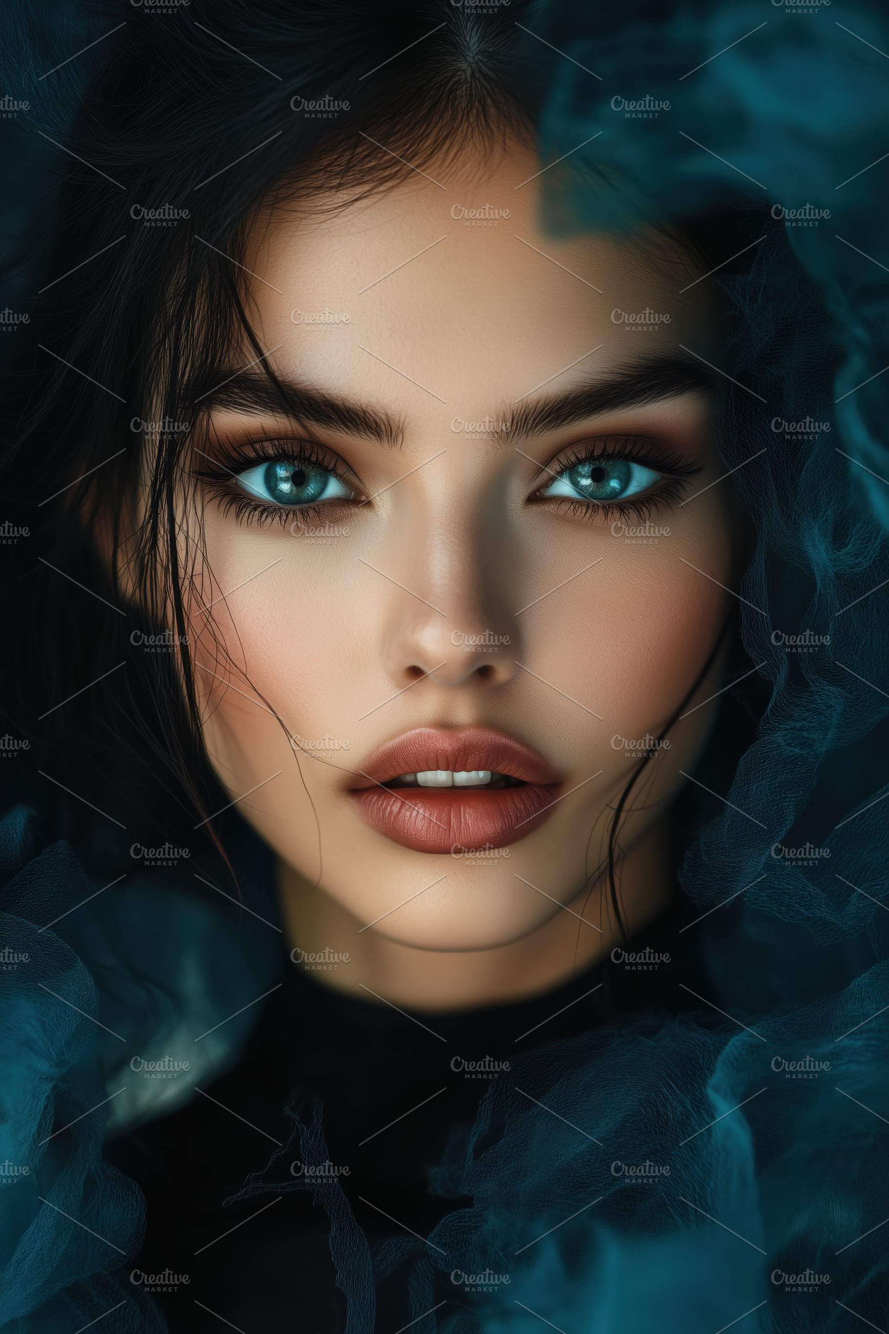 A close-up portrait of a young woman esthetic technologist with striking blue e, a Person Photo by Textures & Backgrounds