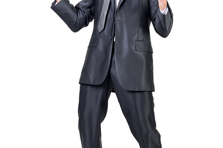 Businessman in suit shouting in studio. White background., a Business Photo by Iván Moreno STOCK PHOTO